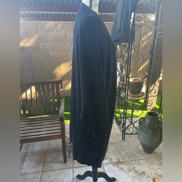 Free People Unisex Oversize Thick Cotton Ribbed Single Button Black Cardigan S P - Picture 2 of 16